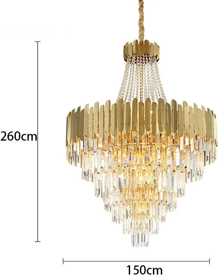 لوستر کریستالی ال ای دی لوکس مدرن گرد طلایی سازگار با دکوراسیون اتاق نشیمن، دکور مدرن، یک رنگ - 150 سانتی متر لوستر کریستالی ال ای دی لوکس مدرن گرد طلایی سازگار با دکوراسیون اتاق نشیمن، دکور مدرن، یک رنگ - 150 سانتی متر