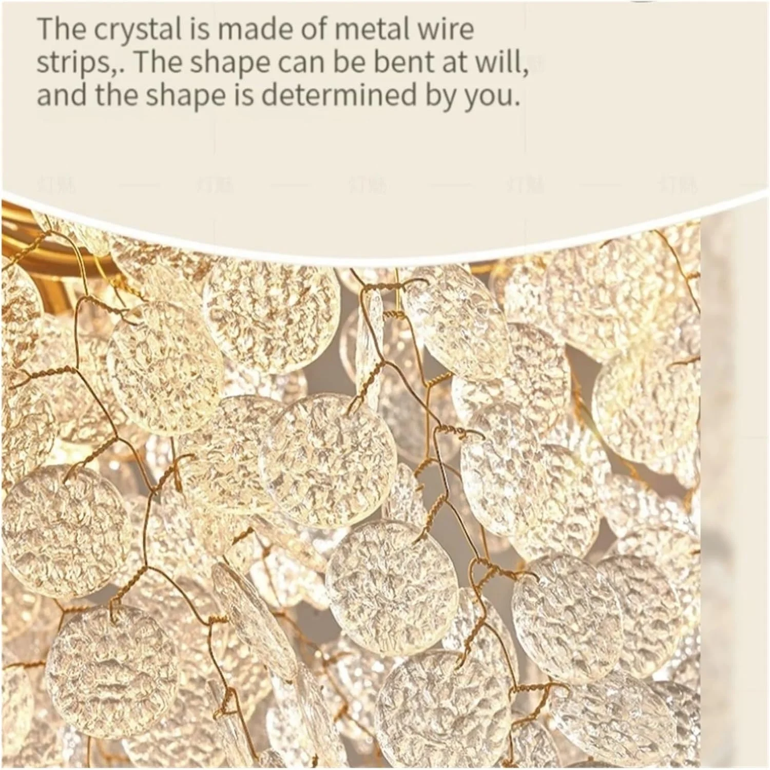 لوستر سقفی کریستالی مناسب اتاق خواب، اتاق ناهارخوری، اتاق نشیمن، لوستر آویز کریستالی زنجیری طلایی لوکس و شیک، دکور مدرن، تک رنگ - 7 شاخه - 60 سانتی متر