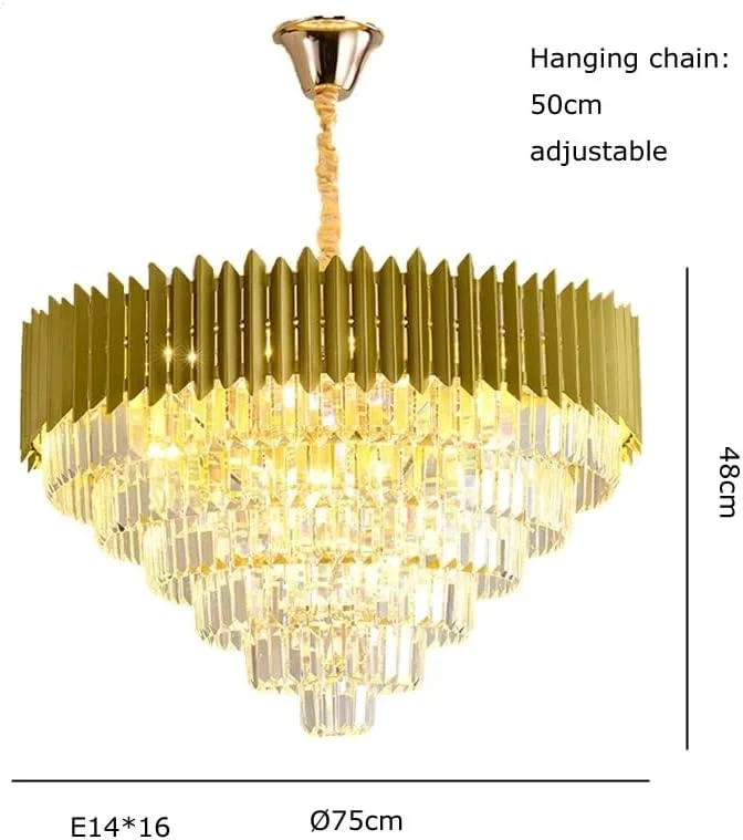 لوستر کریستالی ال ای دی لوکس مدرن گرد طلایی سقفی سازگار با دکوراسیون اتاق نشیمن، دکور مدرن، تک رنگ - 75 سانتی متر