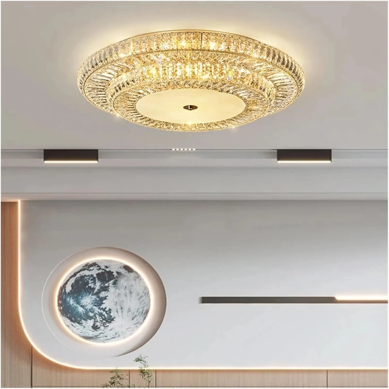 لوستر سقفی کریستالی گرد طلایی مدرن برای اتاق نشیمن، دکوراسیون لوکس منزل، چراغ کریستالی ال ای دی، دکور مدرن، نور گرم - 60 سانتی متر لوستر سقفی کریستالی گرد طلایی مدرن برای اتاق نشیمن، دکوراسیون لوکس منزل، چراغ کریستالی ال ای دی، دکور مدرن، نور گرم - 60 سانتی متر