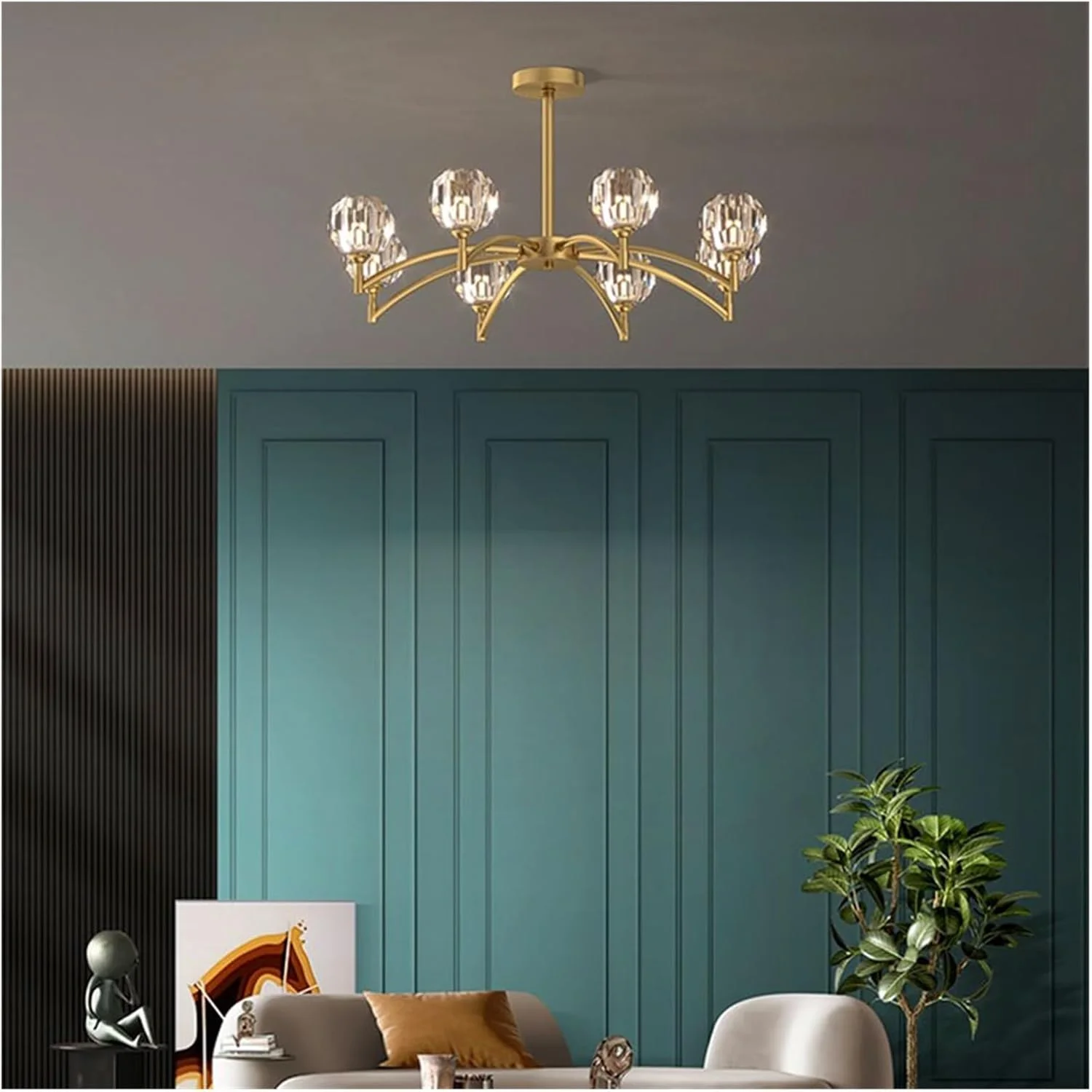 لوستر سقفی شاخه ای کریستالی لوکس، لوستر های طلایی آویز شیشه ای برای اتاق ناهارخوری، دکور مدرن، تک رنگ - 8 شاخه لوستر سقفی شاخه ای کریستالی لوکس، لوستر های طلایی آویز شیشه ای برای اتاق ناهارخوری، دکور مدرن، تک رنگ - 8 شاخه