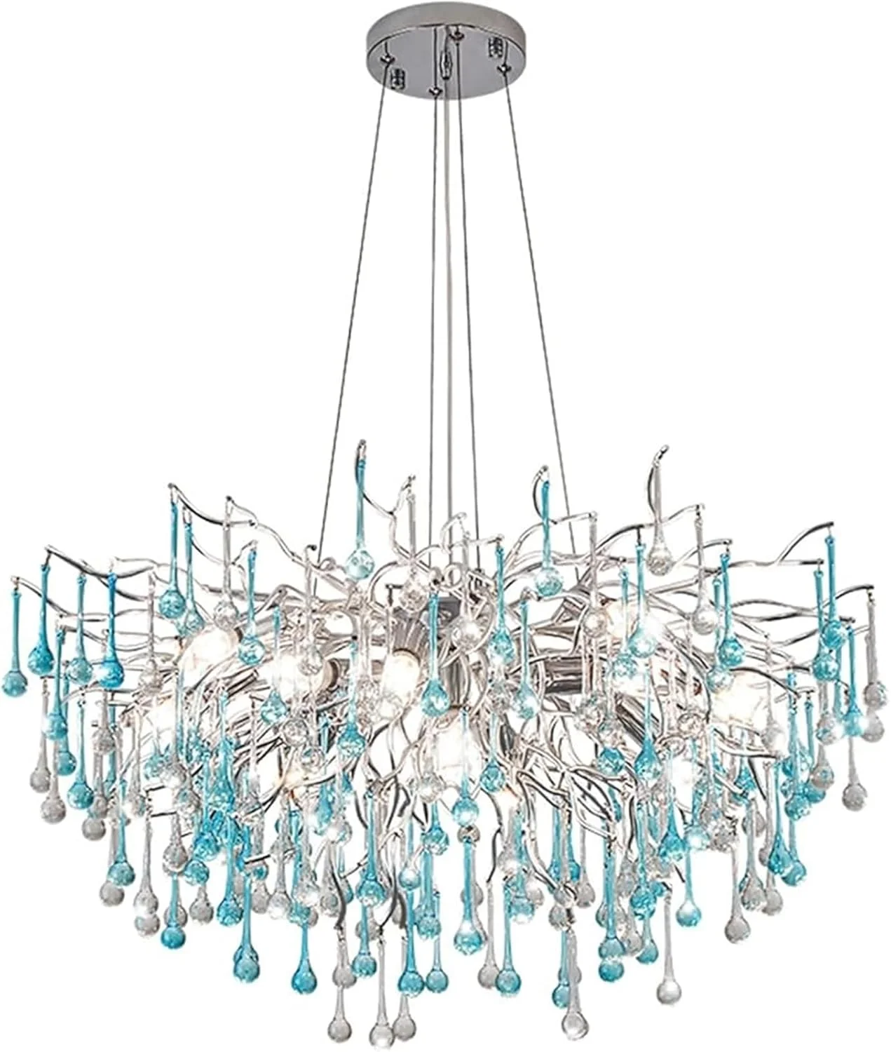 لوستر کریستالی مدرن، خطی مستطیلی شاخه درختی مناسب اتاق نشیمن، ناهارخوری، سرسرا، چراغ سقفی بزرگ طرح قطره باران