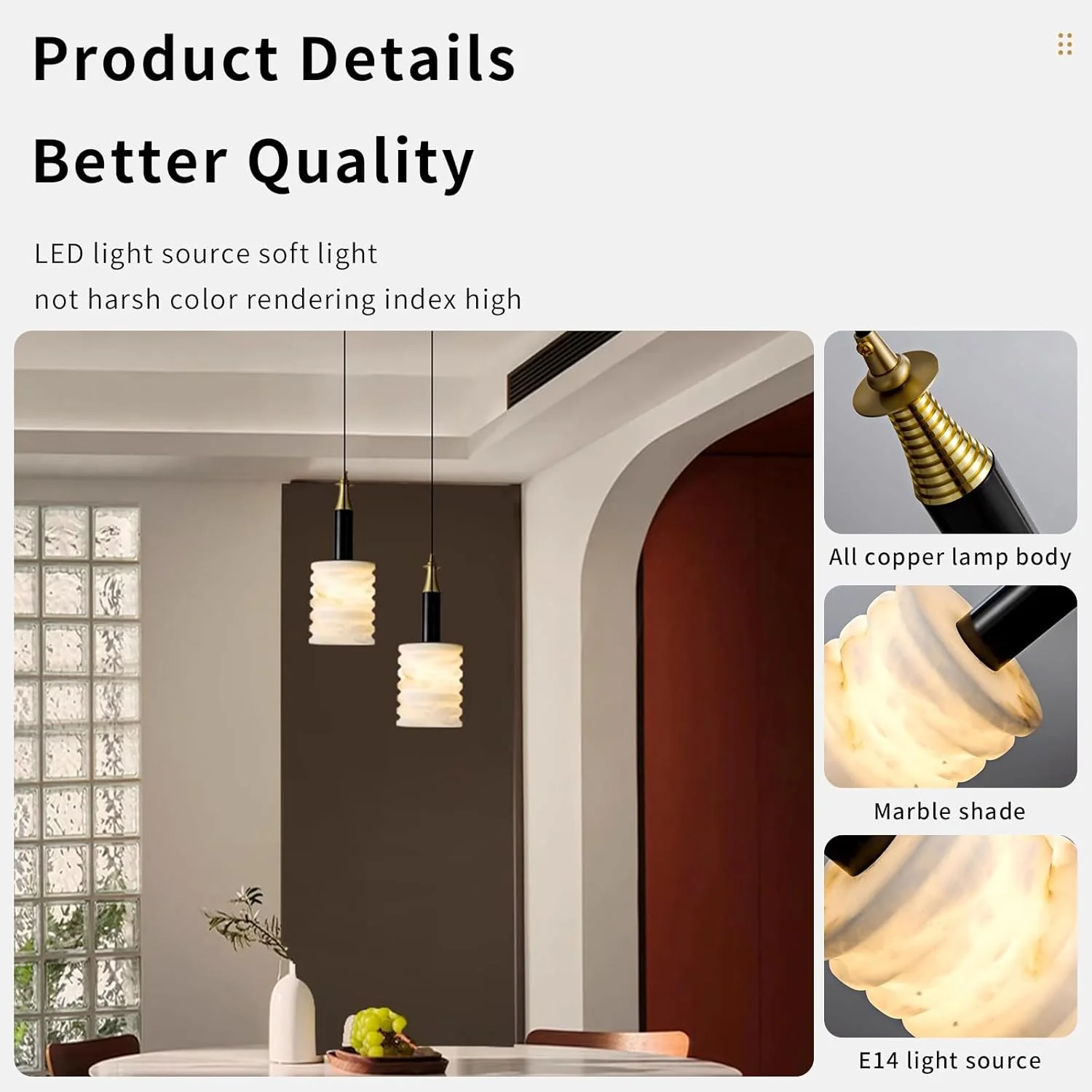 چراغ آویز مرمر با طراحی خلاقانه، مناسب برای اتاق نشیمن، بالکن و چایخانه، یک وسیله روشنایی تزئینی