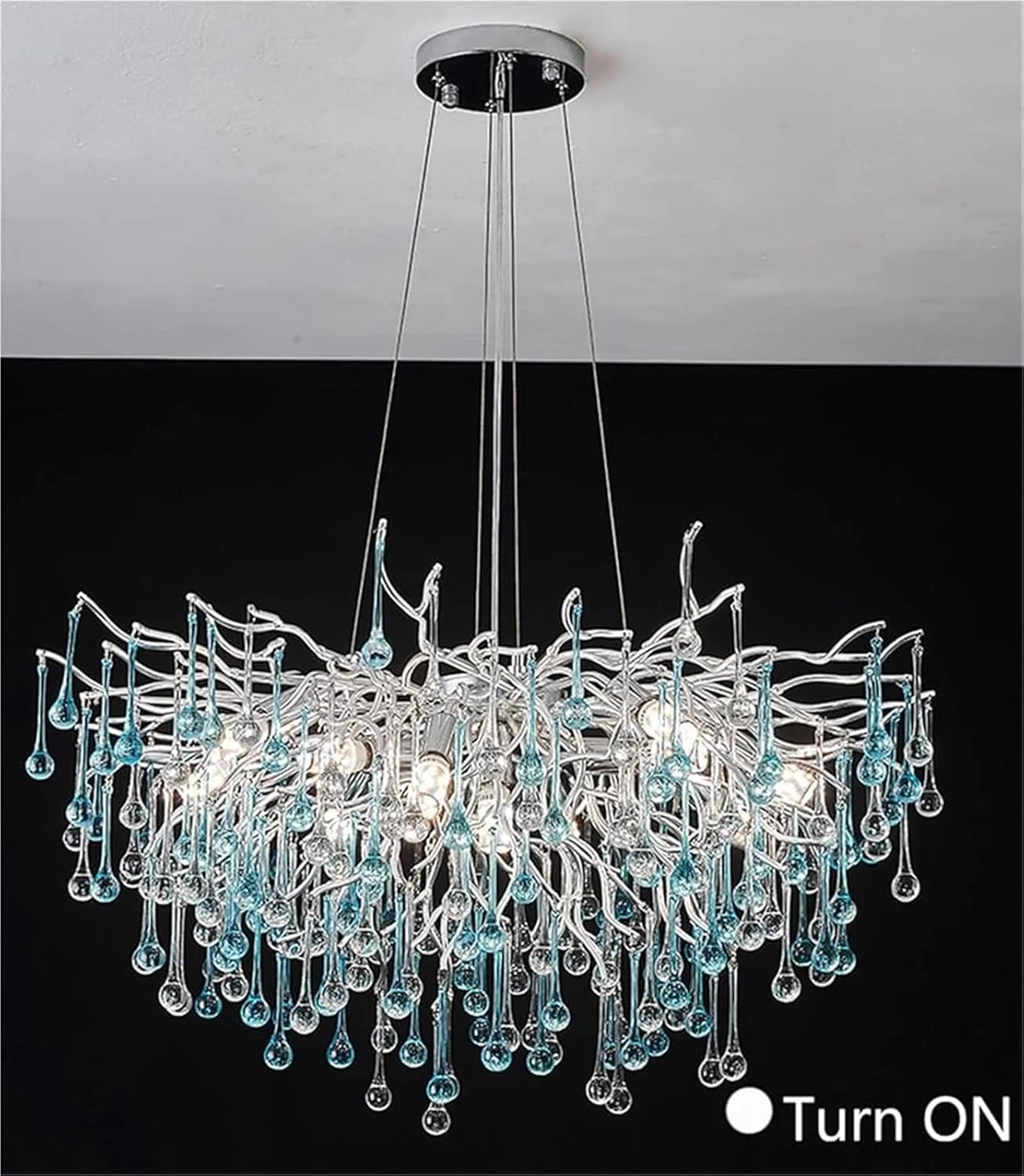 لوستر کریستالی مدرن، خطی مستطیلی شاخه درختی مناسب اتاق نشیمن، ناهارخوری، سرسرا، چراغ سقفی بزرگ طرح قطره باران