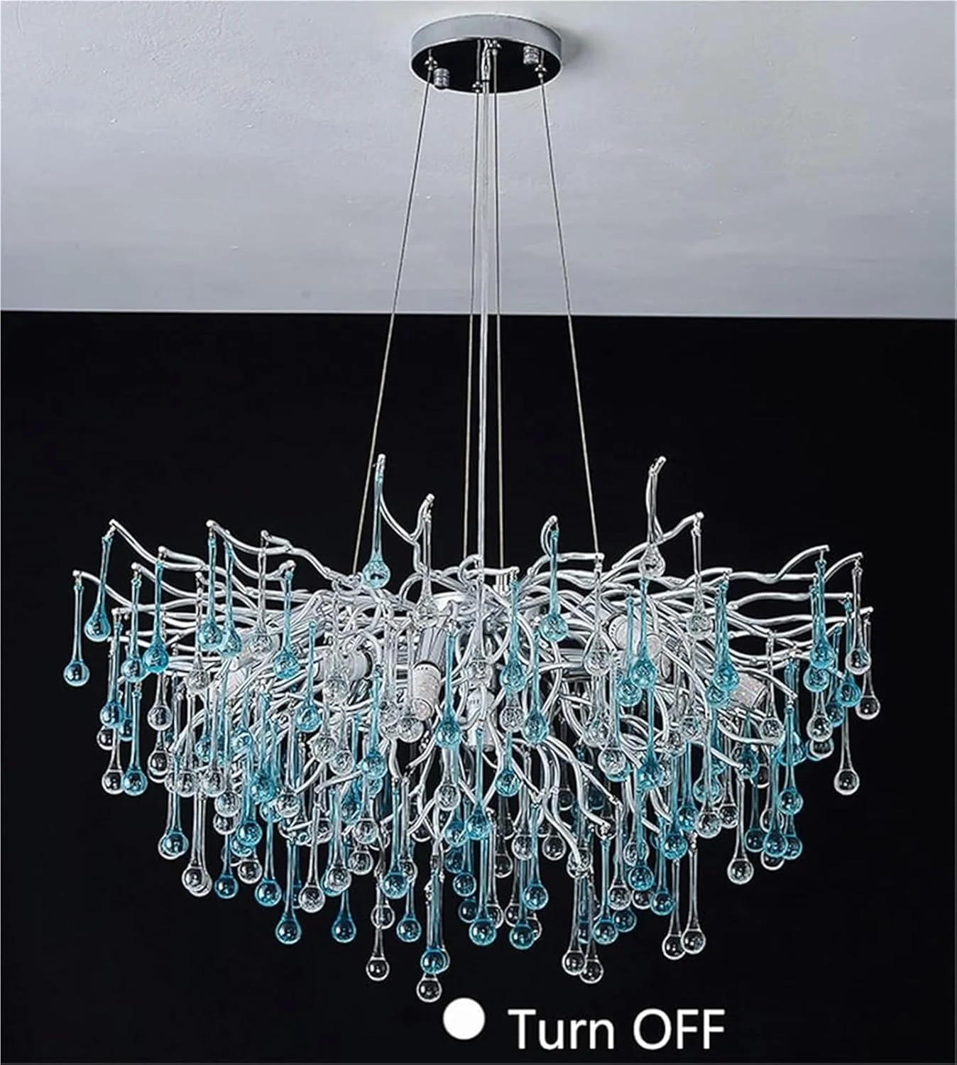 لوستر کریستالی مدرن، خطی مستطیلی شاخه درختی مناسب اتاق نشیمن، ناهارخوری، سرسرا، چراغ سقفی بزرگ طرح قطره باران