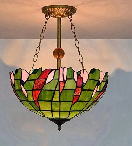 لوستر خلاقانه به سبک تیفانی، چراغ آویز سقفی رترو 16 اینچی، مناسب برای بار، راهرو، کافه، اتاق نشیمن، سرپیچ E27