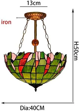 لوستر خلاقانه به سبک تیفانی، چراغ آویز سقفی رترو 16 اینچی، مناسب برای بار، راهرو، کافه، اتاق نشیمن، سرپیچ E27