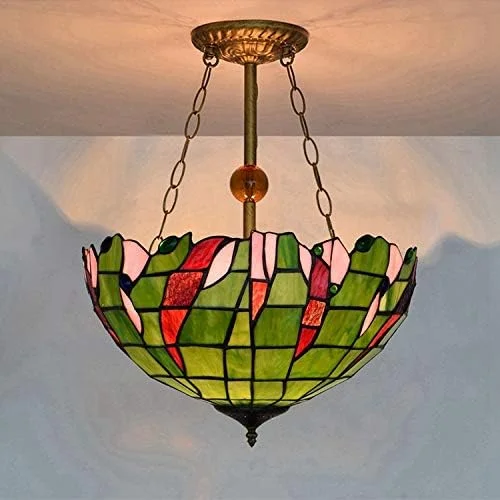 لوستر خلاقانه به سبک تیفانی، چراغ آویز سقفی رترو 16 اینچی، مناسب برای بار، راهرو، کافه، اتاق نشیمن، سرپیچ E27