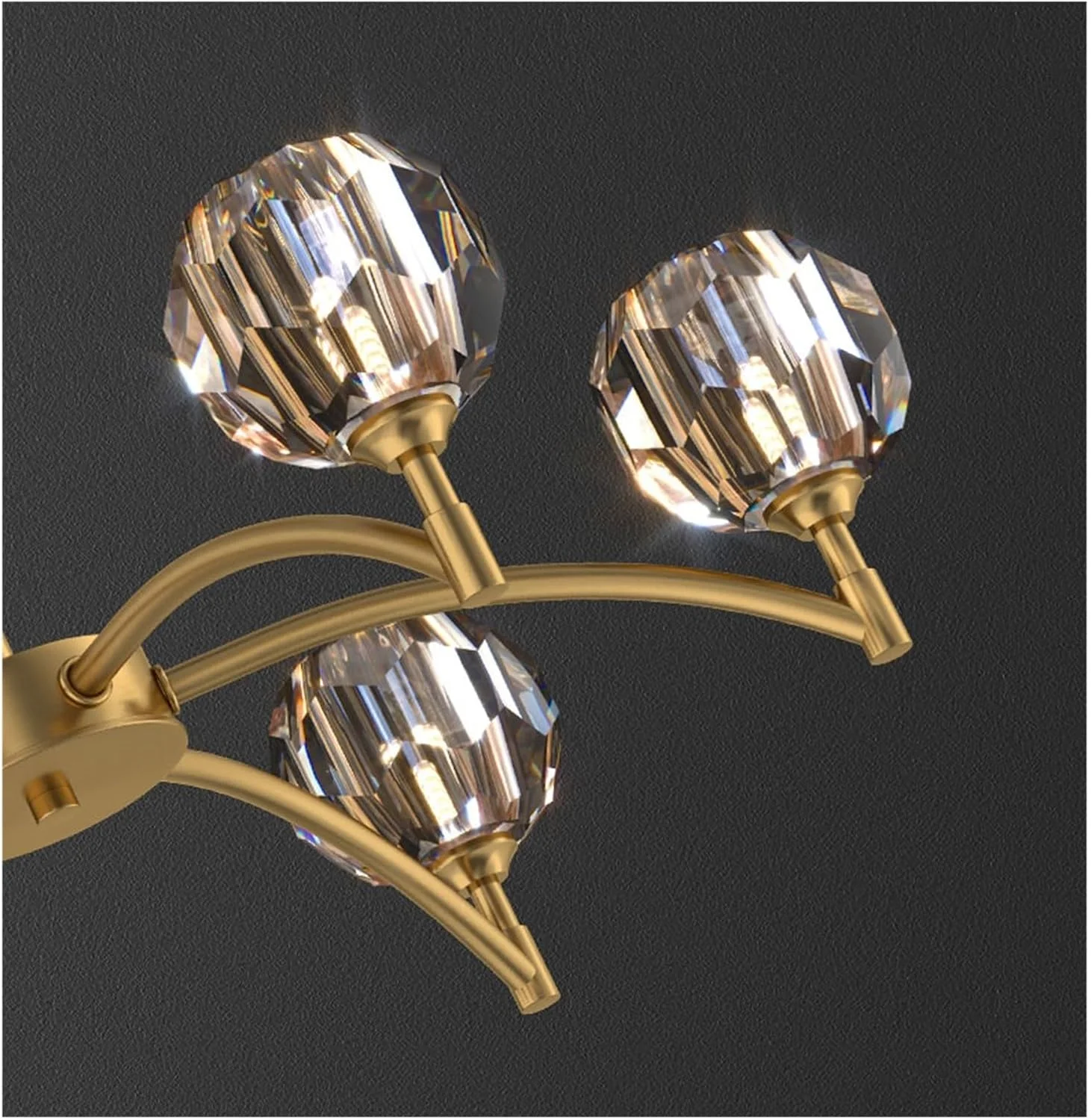 لوستر سقفی شاخه ای کریستالی لوکس، لوستر طلایی آویز شیشه ای برای اتاق ناهارخوری، دکور مدرن، تک رنگ - 10 شاخه