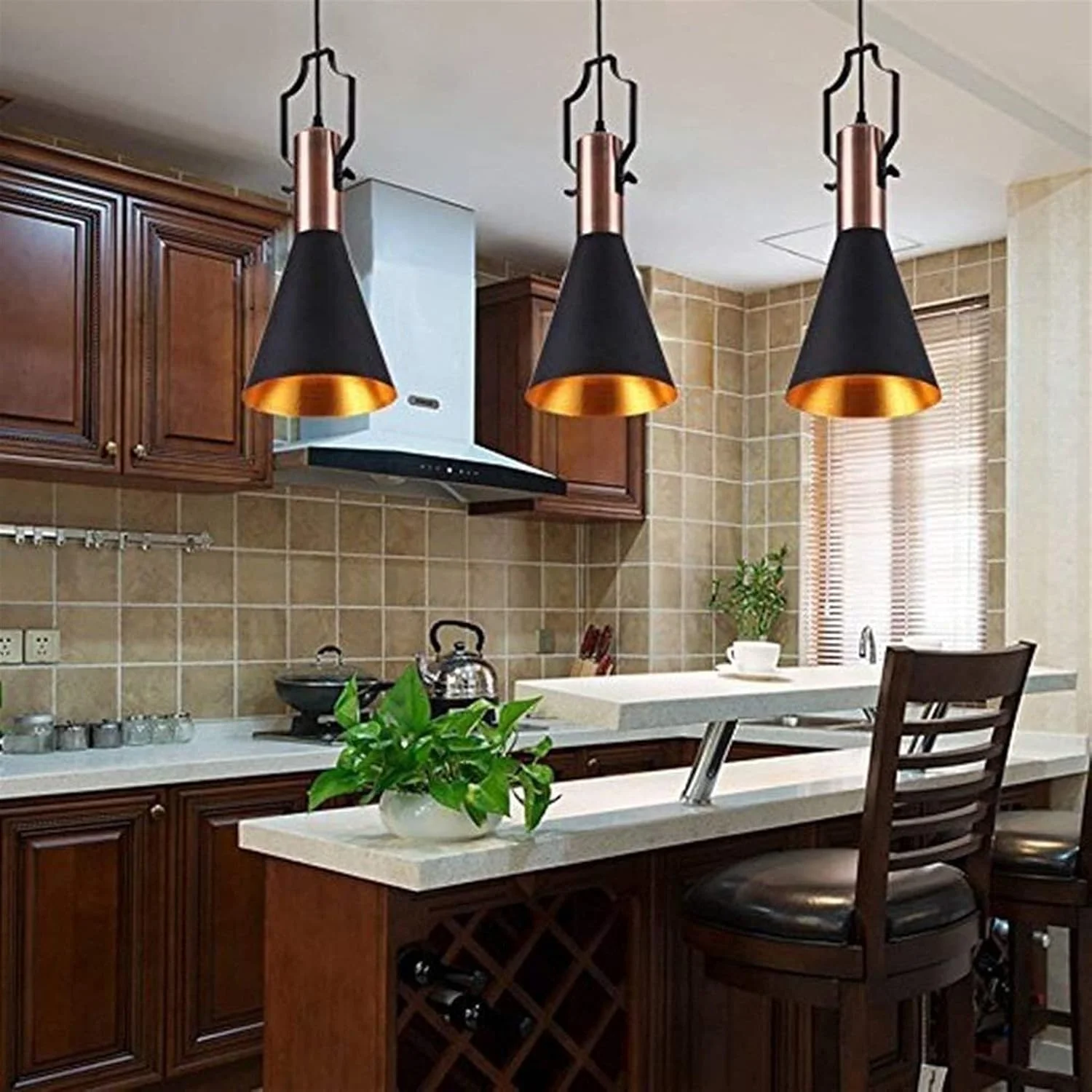 لوستر سه تکه فرفورژه رترو خلاقانه، مناسب برای بار، رستوران و مغازه