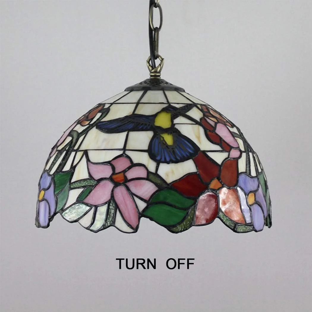 چراغ آویز به سبک تیفانی، لوستر شیشه ای رنگی خلاقانه، چراغ آویز دکوراسیون پرنده به سبک اروپایی رترو، اتاق خواب، اتاق نشیمن، اتاق غذاخوری، ایوان، راهرو، بالکن، چراغ های بار 12 اینچی