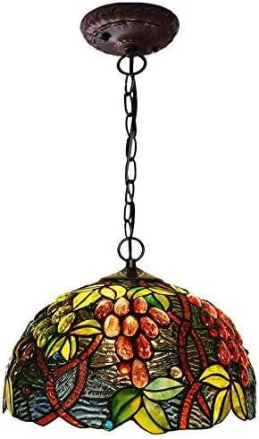 چراغ آویز طرح عنکبوتی باروک تیفانی، چراغ سقفی شیشه ای رنگی طرح انگور، روشنایی داخلی ضد عنکبوت مناسب اتاق خواب، 30 سانتی متر