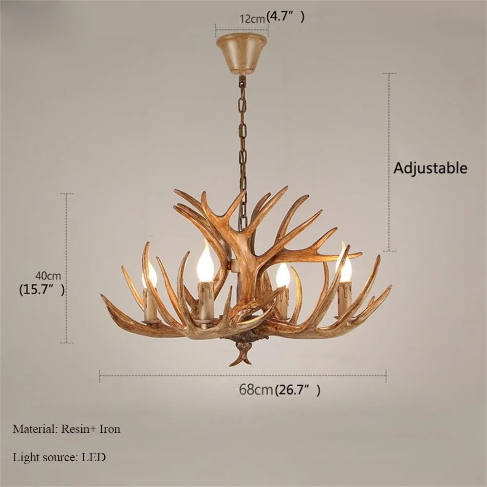 لوسترهای شاخ گوزن معاصر چراغ های LED طراحی خلاقانه آویز رزینی برای دکوراسیون اتاق ناهار خوری منزل (قهوه ای 4 چراغ)