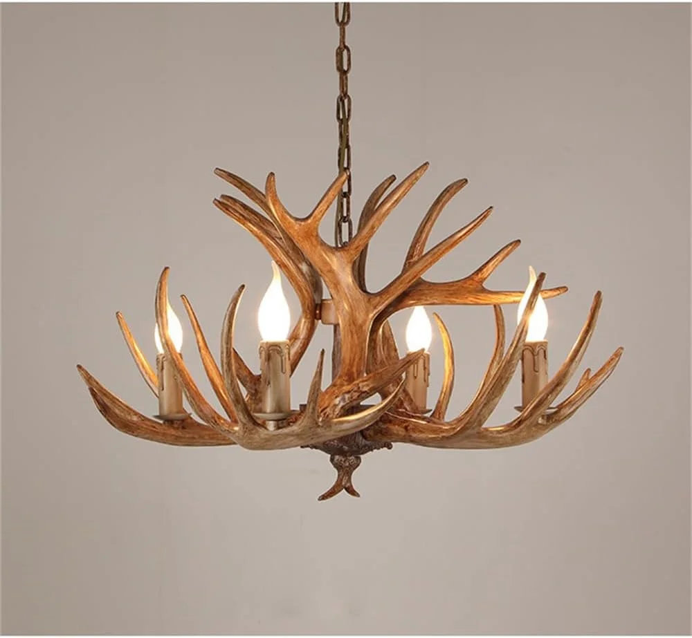 لوسترهای شاخ گوزن معاصر چراغ های LED طراحی خلاقانه آویز رزینی برای دکوراسیون اتاق ناهار خوری منزل (قهوه ای 4 چراغ)