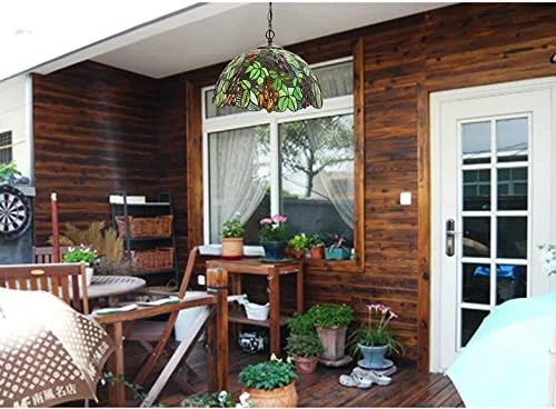 چراغ آویز طرح عنکبوتی باروک تیفانی، چراغ سقفی شیشه ای رنگی طرح انگور، روشنایی داخلی ضد عنکبوت مناسب اتاق خواب، 30 سانتی متر