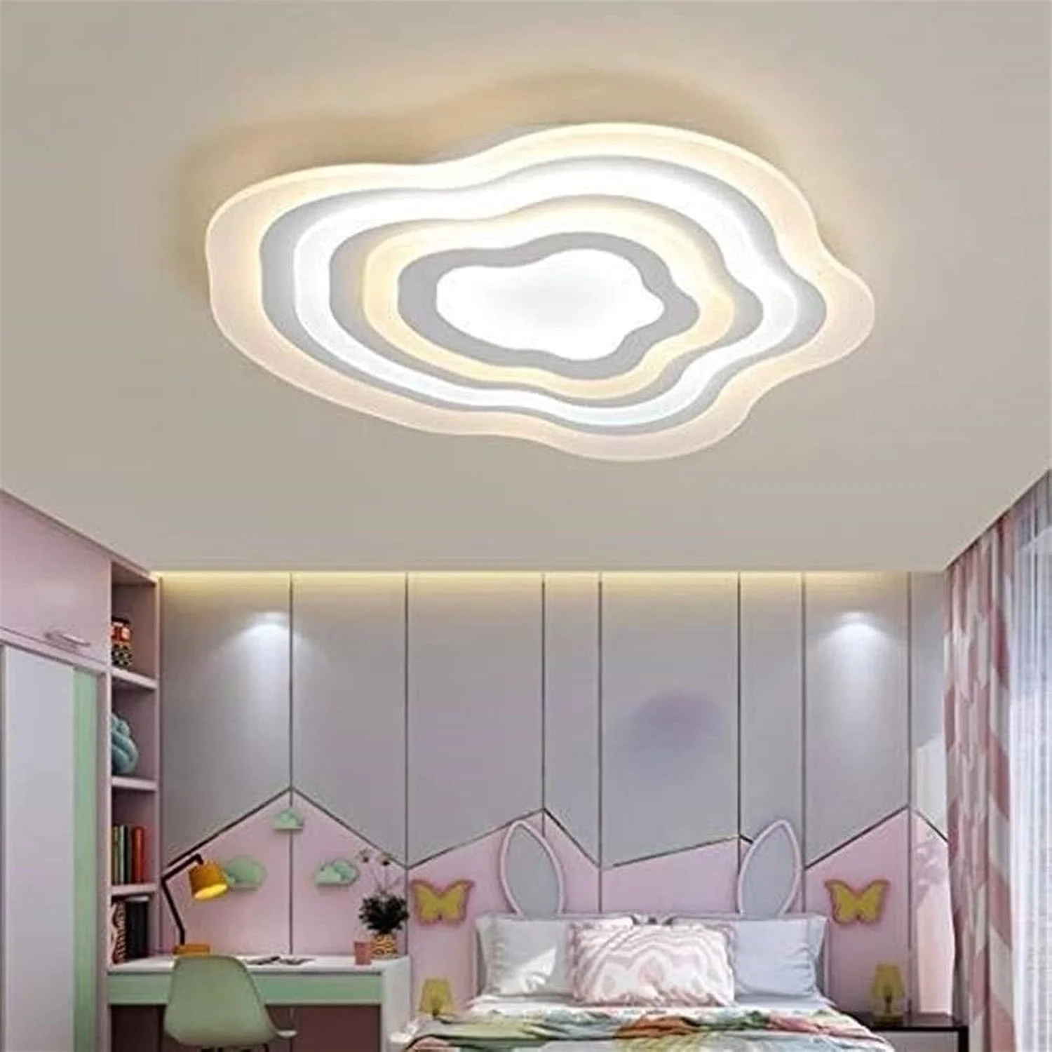 لامپ سقفی LED مدرن با قابلیت تنظیم نور، مناسب اتاق نشیمن، اتاق خواب، اتاق غذاخوری، اتاق مطالعه، مهد کودک، طرح ابر خلاقانه، جنس آهن و اکریلیک، روشنایی داخلی تزئینی و ظریف