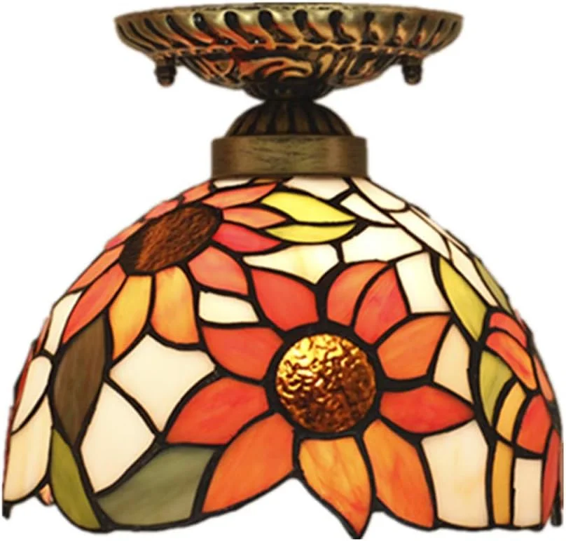 چراغ سقفی روستایی خلاقانه به سبک تیفانی، چراغ سقفی ال ای دی، لوستر مناسب اتاق ناهارخوری، اتاق نشیمن، اتاق خواب