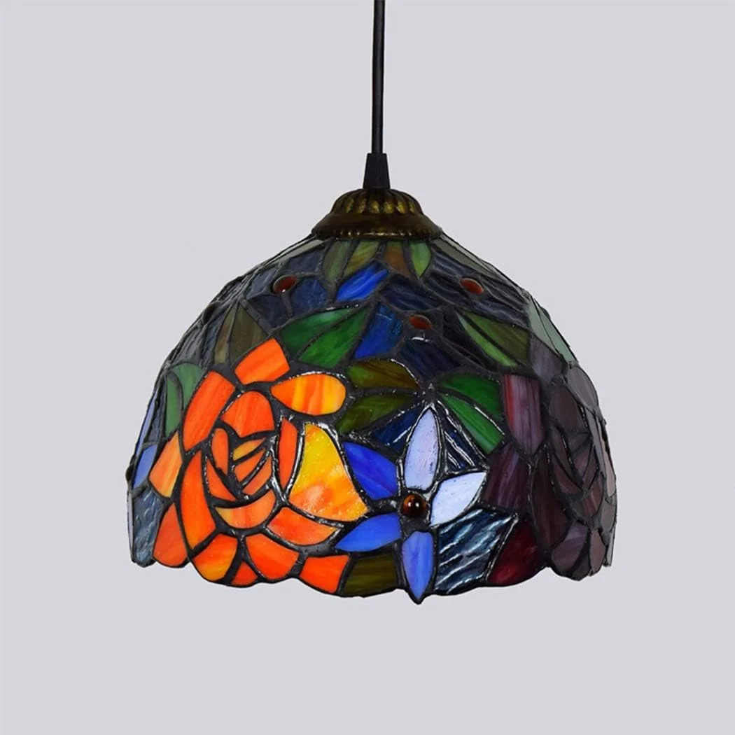 لوستر آویز تیفانی 8 اینچی، لوستر شیشه ای رنگی خلاقانه، چراغ آویز شخصیت هنری، دکوراسیون گل رز رترو، مناسب اتاق نشیمن، اتاق غذاخوری، ایوان، راهرو، بالکن لوستر آویز تیفانی 8 اینچی، لوستر شیشه ای رنگی خلاقانه، چراغ آویز شخصیت هنری، دکوراسیون گل رز رترو، مناسب اتاق نشیمن، اتاق غذاخوری، ایوان، راهرو، بالکن