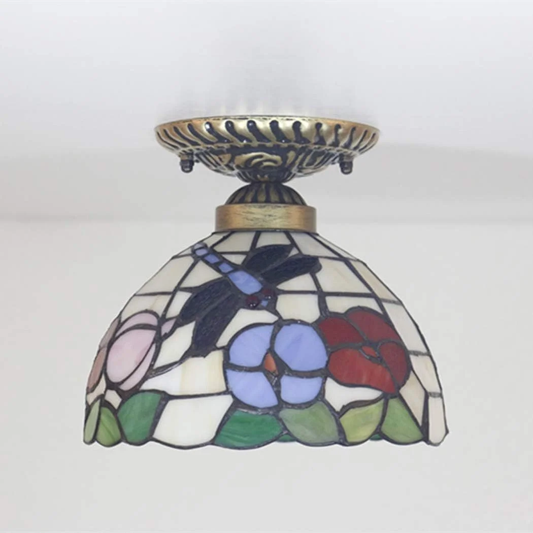 چراغ سقفی خلاقانه به سبک تیفانی طرح سنجاقک، آویز شیشه ای رنگی، چراغ سقفی کلاسیک برای اتاق غذاخوری، اتاق خواب، راهرو چراغ سقفی خلاقانه به سبک تیفانی طرح سنجاقک، آویز شیشه ای رنگی، چراغ سقفی کلاسیک برای اتاق غذاخوری، اتاق خواب، راهرو