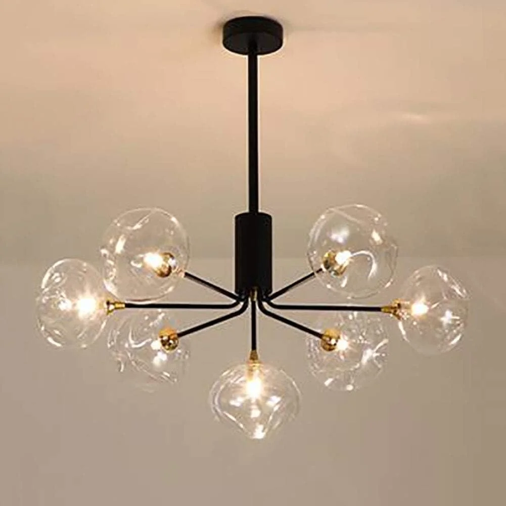 لوسترهای مشکی با کلاهک لامپ شفاف، چراغ سقفی مدرن نیمه فرورفته، آویز فلزی شیشه ای، دکور مدرن، تک رنگ - 7 شاخه لوسترهای مشکی با کلاهک لامپ شفاف، چراغ سقفی مدرن نیمه فرورفته، آویز فلزی شیشه ای، دکور مدرن، تک رنگ - 7 شاخه