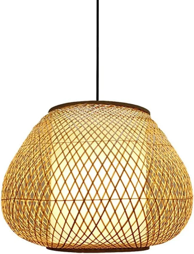 چراغ آویز به سبک چینی، آباژور قفس حصیری، چراغ آویز کاغذی سبد حصیری، چراغ ورودی حصیری روستایی، لوستر دست ساز