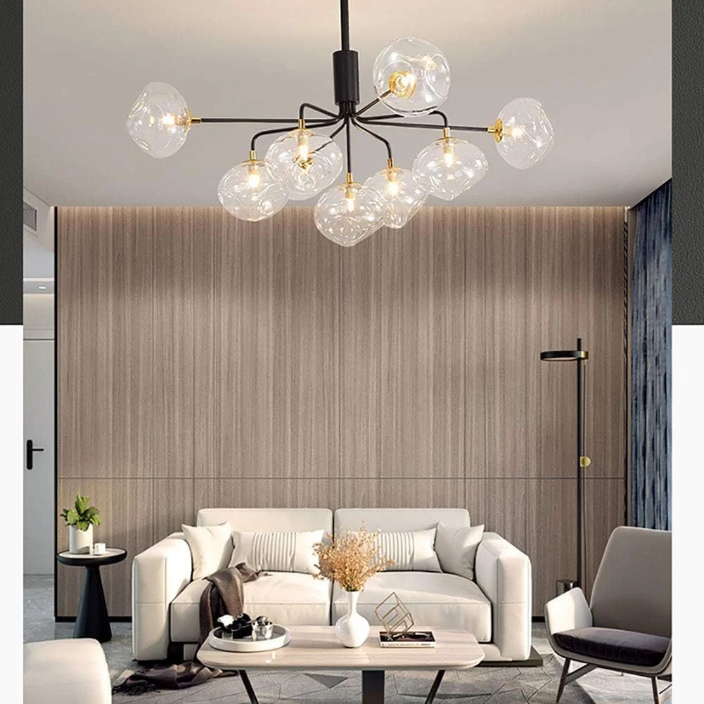لوسترهای مشکی حباب شفاف چراغ سقفی مدرن نیمه فرورفته آویز فلزی شیشه ای، دکور مدرن، تک رنگ - 5 شاخه لوسترهای مشکی حباب شفاف چراغ سقفی مدرن نیمه فرورفته آویز فلزی شیشه ای، دکور مدرن، تک رنگ - 5 شاخه