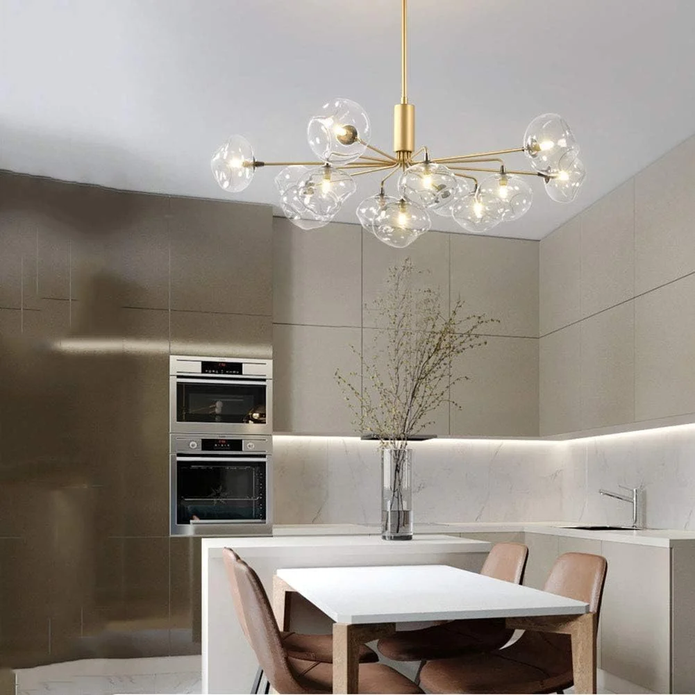 لوسترهای مشکی با کلاهک شفاف، چراغ سقفی مدرن، آویز فلزی شیشه ای نیمه فرورفته، دکور مدرن، طلایی - 13 شاخه لوسترهای مشکی با کلاهک شفاف، چراغ سقفی مدرن، آویز فلزی شیشه ای نیمه فرورفته، دکور مدرن، طلایی - 13 شاخه