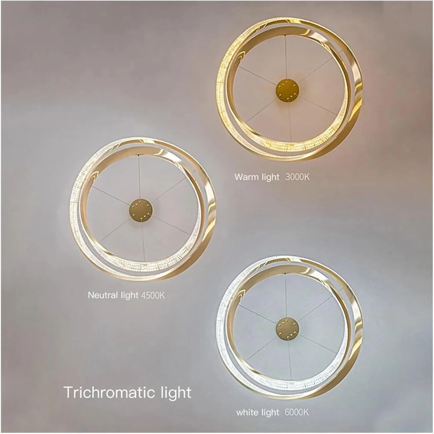 لوستر آویز LED طلایی روشن با طراحی حلقه مدرن و خلاقانه برای اتاق نشیمن، اتاق خواب، اتاق غذاخوری و آشپزخانه، دکور مدرن، تک رنگ - 100 سانتی متر