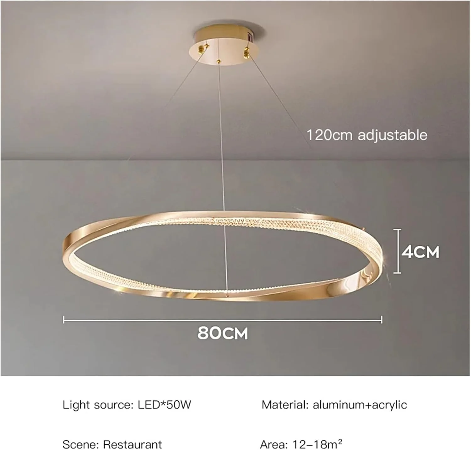 چراغ آویز مدرن و خلاقانه با طراحی حلقه ای، طلایی روشن، چراغ های آویز LED لوستر برای اتاق نشیمن، اتاق خواب، اتاق غذاخوری، آشپزخانه، دکور مدرن، تک رنگ - 80 سانتی متر چراغ آویز مدرن و خلاقانه با طراحی حلقه ای، طلایی روشن، چراغ های آویز LED لوستر برای اتاق نشیمن، اتاق خواب، اتاق غذاخوری، آشپزخانه، دکور مدرن، تک رنگ - 80 سانتی متر