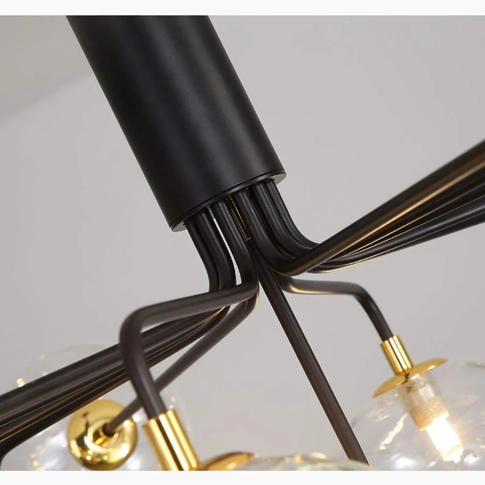 لوسترهای مشکی حباب شفاف چراغ سقفی مدرن نیمه فرورفته آویز فلزی شیشه ای، دکور مدرن، تک رنگ - 5 شاخه لوسترهای مشکی حباب شفاف چراغ سقفی مدرن نیمه فرورفته آویز فلزی شیشه ای، دکور مدرن، تک رنگ - 5 شاخه