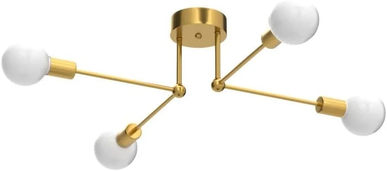 لوستر آویز مدل Sputnik CIBITA، چراغ سقفی صنعتی 4 شاخه، چراغ سقفی طلایی آهنی برای اتاق خواب، اتاق نشیمن، آشپزخانه، شکل DIY، پایه E27، قطر 72 سانتی متر (بدون لامپ)