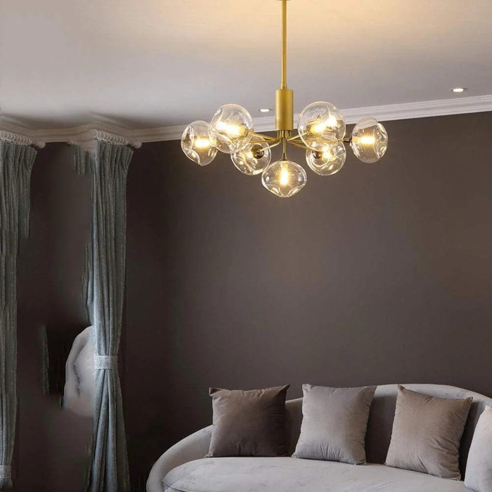 لوسترهای مشکی با کلاهک شفاف، چراغ سقفی مدرن، چراغ آویز فلزی و شیشه ای نیمه فلاش، دکور مدرن، طلایی - 7 شاخه لوسترهای مشکی با کلاهک شفاف، چراغ سقفی مدرن، چراغ آویز فلزی و شیشه ای نیمه فلاش، دکور مدرن، طلایی - 7 شاخه