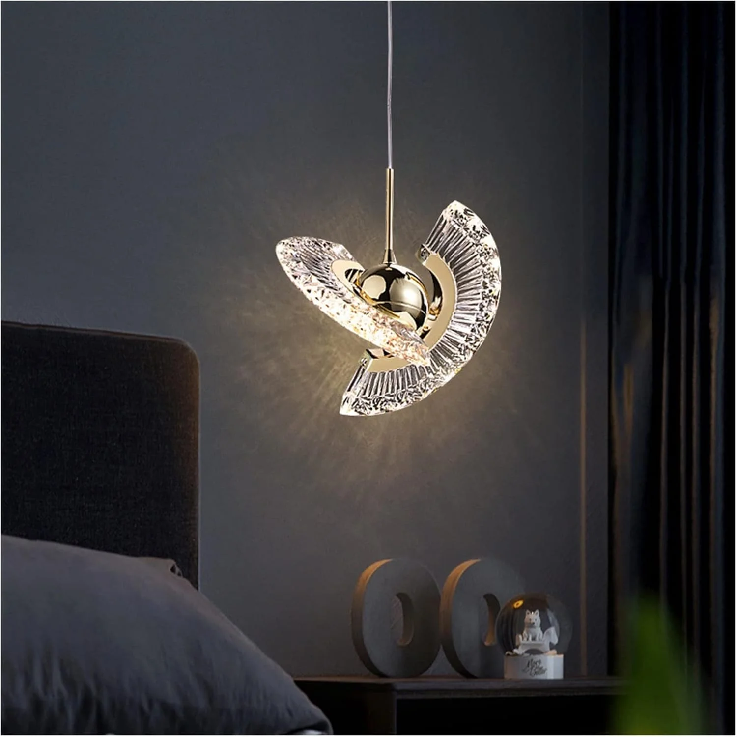 چراغ آویز، لوسترهای کریستالی لوکس با طراحی خلاقانه و چرخان، چراغ آکریلیک بلند برای راه پله مارپیچ، کنار تخت، رستوران، بار، اتاق غذاخوری، اتاق نشیمن