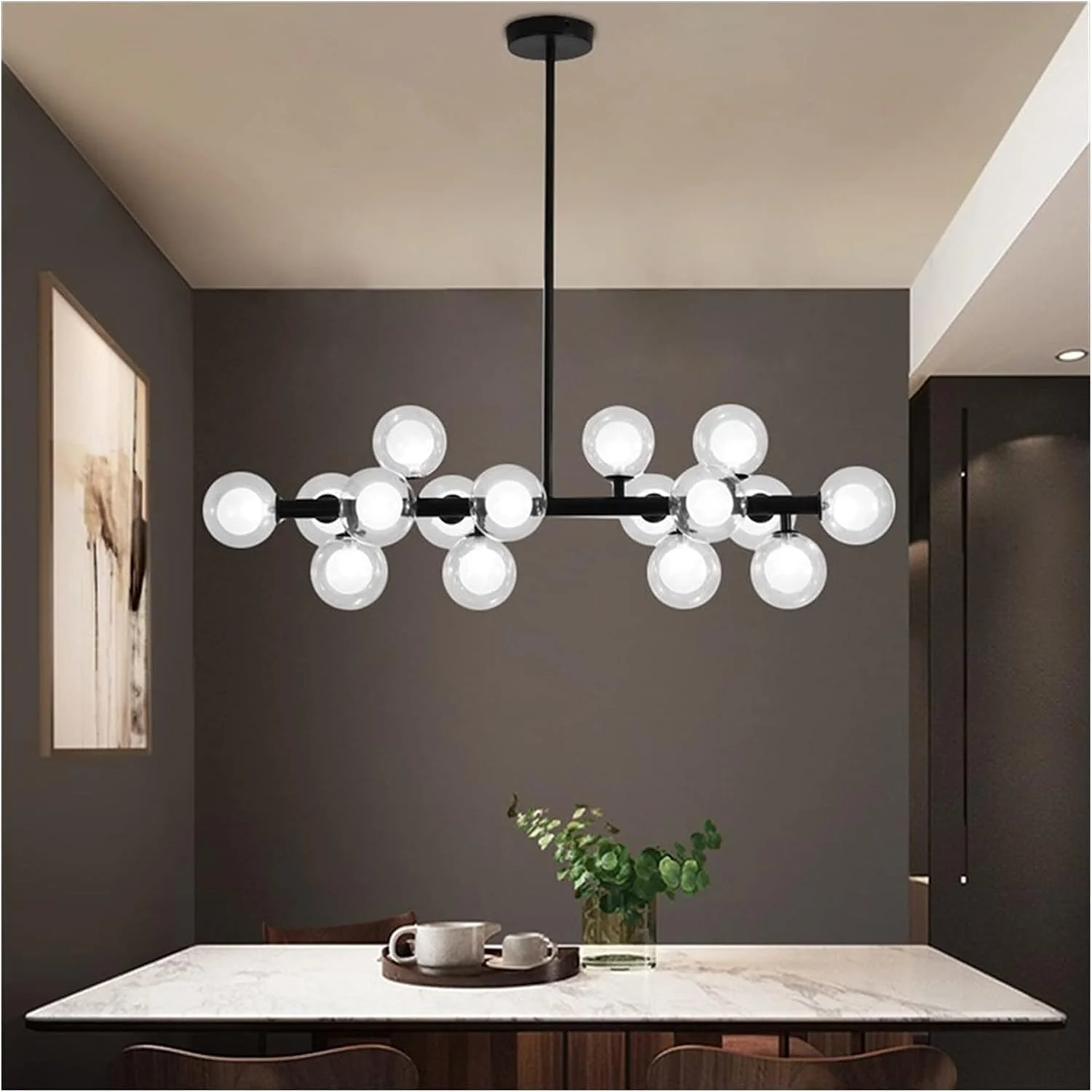 لوسترهای ال ای دی، لوسترهای معلق شیشه ای ال ای دی مدرن سازگار با اتاق نشیمن، اتاق غذاخوری، آشپزخانه، لوسترهای آویز طلایی/مشکی، دکور مدرن، نور سفید