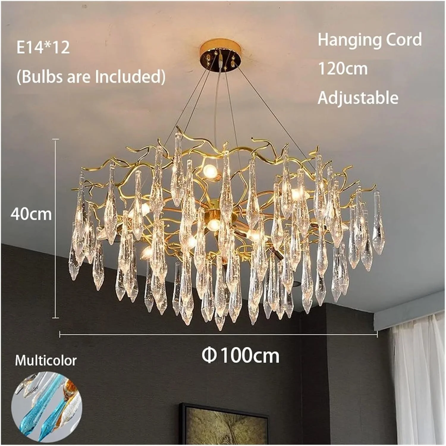 لوسترهای آویز سقفی شیشه ای، چراغ های LED لوکس، آویزهای طلایی مدرن، مناسب برای دکوراسیون منزل، دکوراسیون مدرن اتاق غذاخوری، تک رنگ - 100 سانتی متر لوسترهای آویز سقفی شیشه ای، چراغ های LED لوکس، آویزهای طلایی مدرن، مناسب برای دکوراسیون منزل، دکوراسیون مدرن اتاق غذاخوری، تک رنگ - 100 سانتی متر