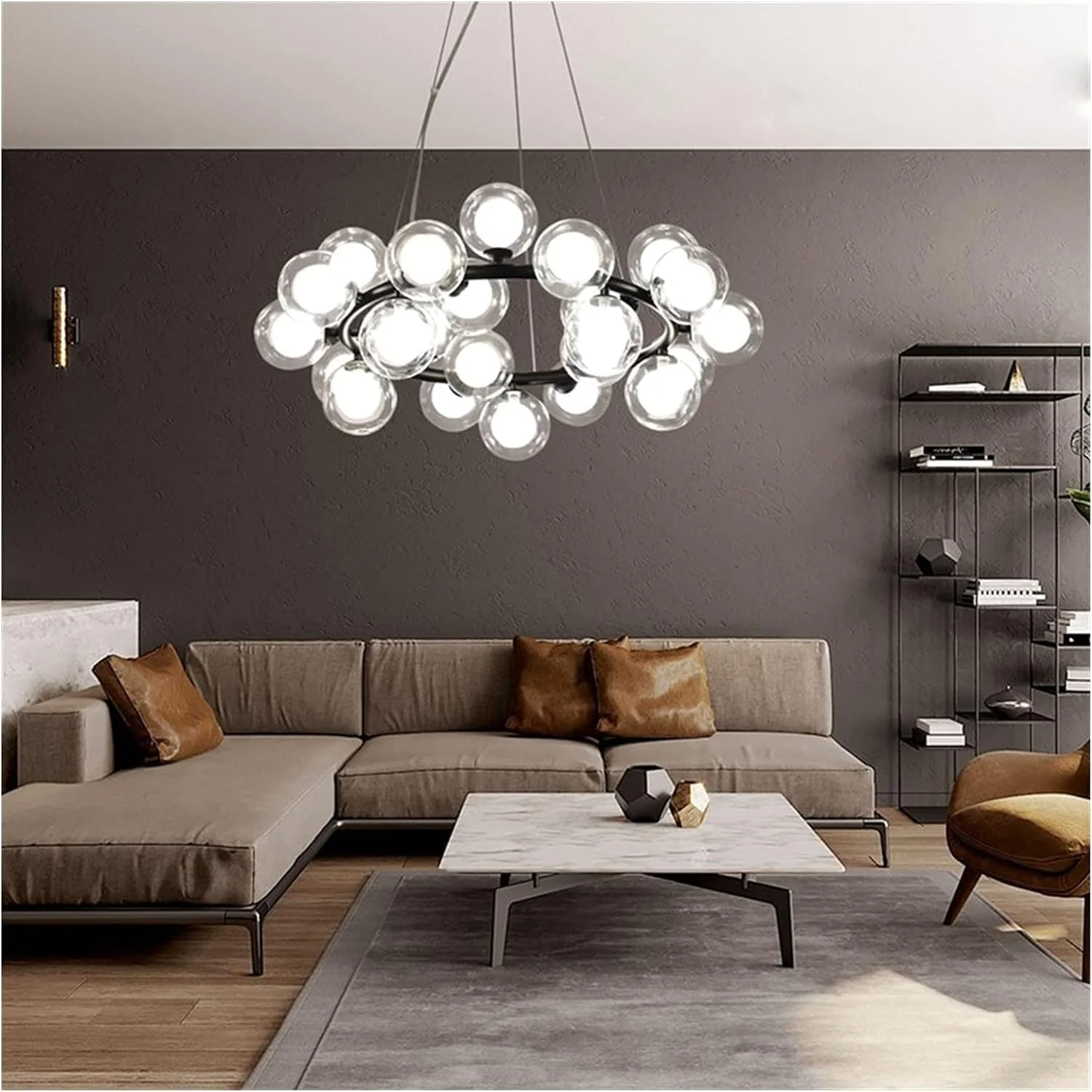 لوسترهای ال ای دی، لوسترهای مدرن ال ای دی شیشه ای آویز سازگار با اتاق نشیمن، اتاق غذاخوری، آشپزخانه، لوسترهای آویز طلایی/مشکی، دکور مدرن، نور سفید