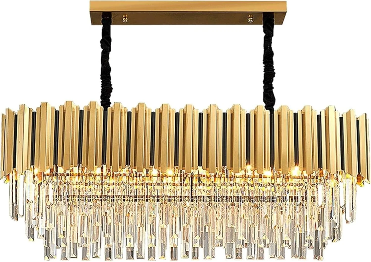 لوسترهای کریستالی مدرن خطی، لوستر مستطیلی طلایی لوکس برای اتاق ناهارخوری، چراغ آویز بیضی شکل معاصر، مناسب برای جزیره آشپزخانه، ورودی و سرسرا