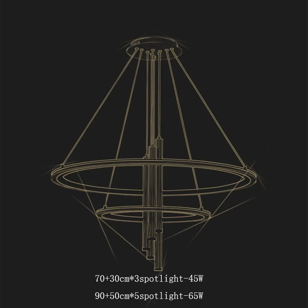 لوستر مدرن ال ای دی مناسب رستوران، اتاق نشیمن، چراغ آویز، لوستر طلایی سازگار با کافه بار، دکور مدرن، 3 نورافکن تیره