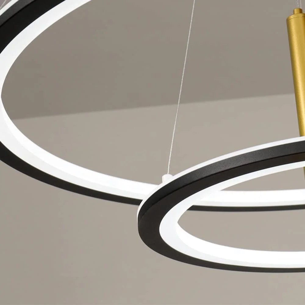 لوستر مدرن ال ای دی مناسب رستوران، اتاق نشیمن، چراغ آویز، لوستر طلایی سازگار با کافه بار، دکور مدرن، 3 نورافکن تیره