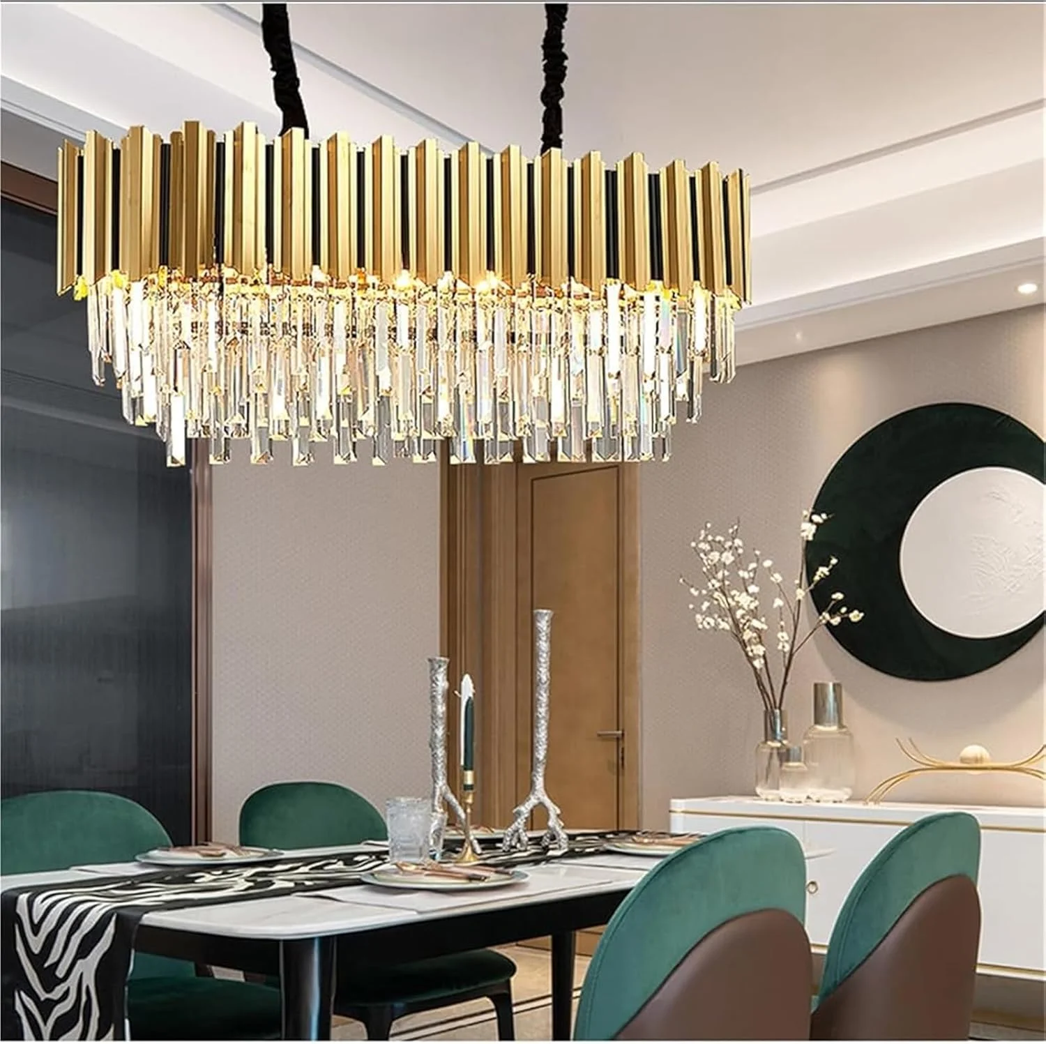 لوسترهای کریستالی مدرن خطی، لوستر مستطیلی طلایی لوکس برای اتاق ناهارخوری، چراغ آویز بیضی شکل معاصر، مناسب برای جزیره آشپزخانه، ورودی و سرسرا لوسترهای کریستالی مدرن خطی، لوستر مستطیلی طلایی لوکس برای اتاق ناهارخوری، چراغ آویز بیضی شکل معاصر، مناسب برای جزیره آشپزخانه، ورودی و سرسرا