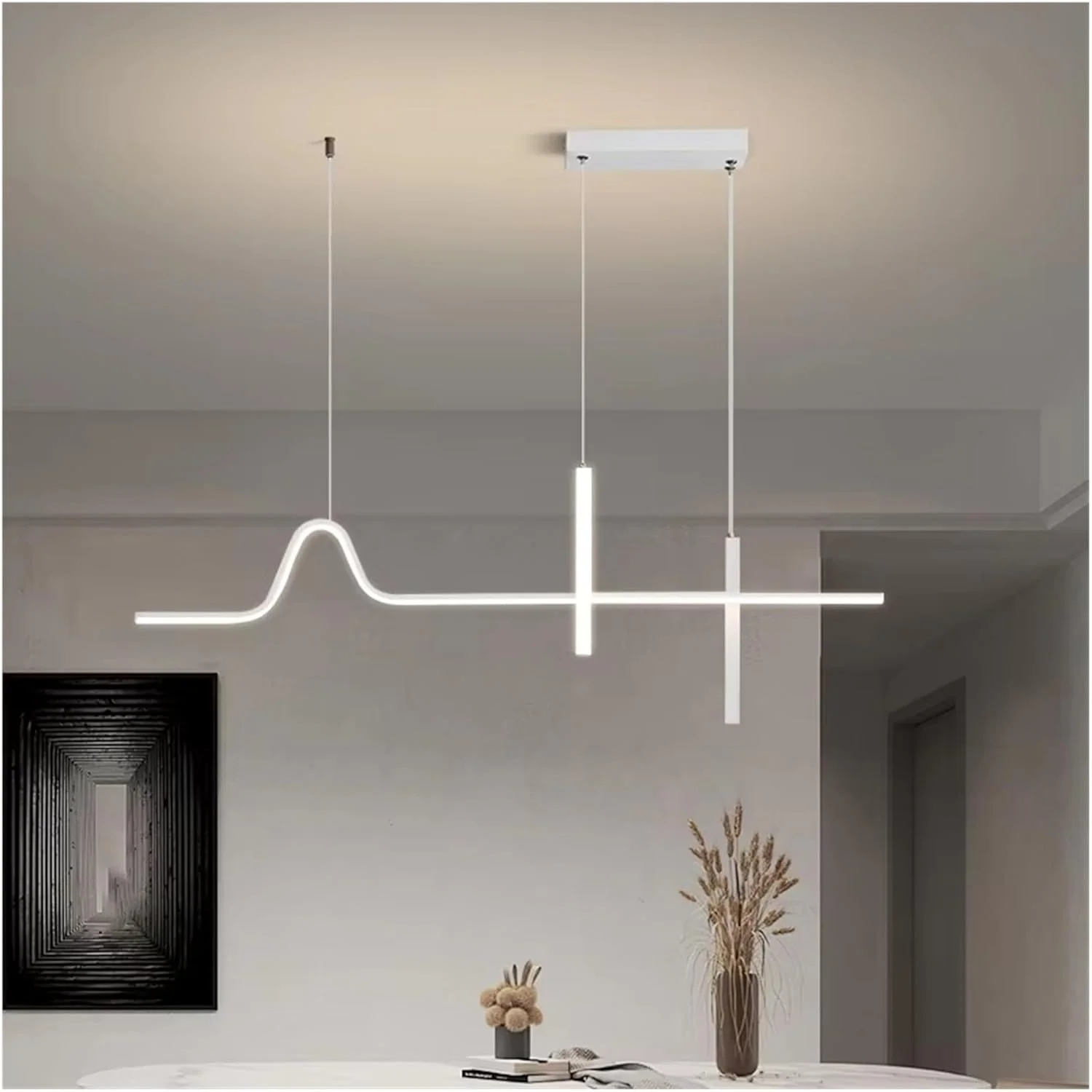لوسترهای ال ای دی اتاق ناهارخوری مدرن مینیمالیستی نوردیک اتاق خواب چراغ های آویز اتاق ناهارخوری نوار بلند ایتالیایی لامپ های روشنایی داخلی، مدرن، سفید-3-رنگ C 120CM