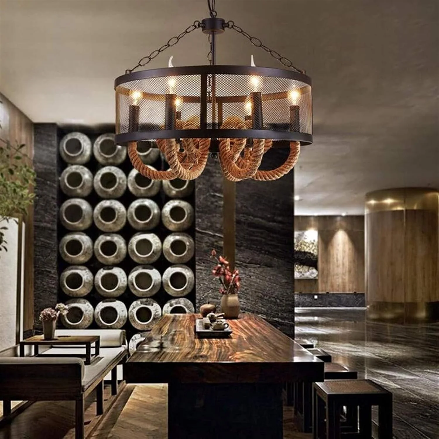 لوسترهای هنری وینتیج با طناب کنفی و آهن فرفورژه ضد زنگ، روشنایی سایه ای مشبک، روشنایی رستوران با سیم خاردار، چراغ های تزئینی لوسترهای هنری وینتیج با طناب کنفی و آهن فرفورژه ضد زنگ، روشنایی سایه ای مشبک، روشنایی رستوران با سیم خاردار، چراغ های تزئینی