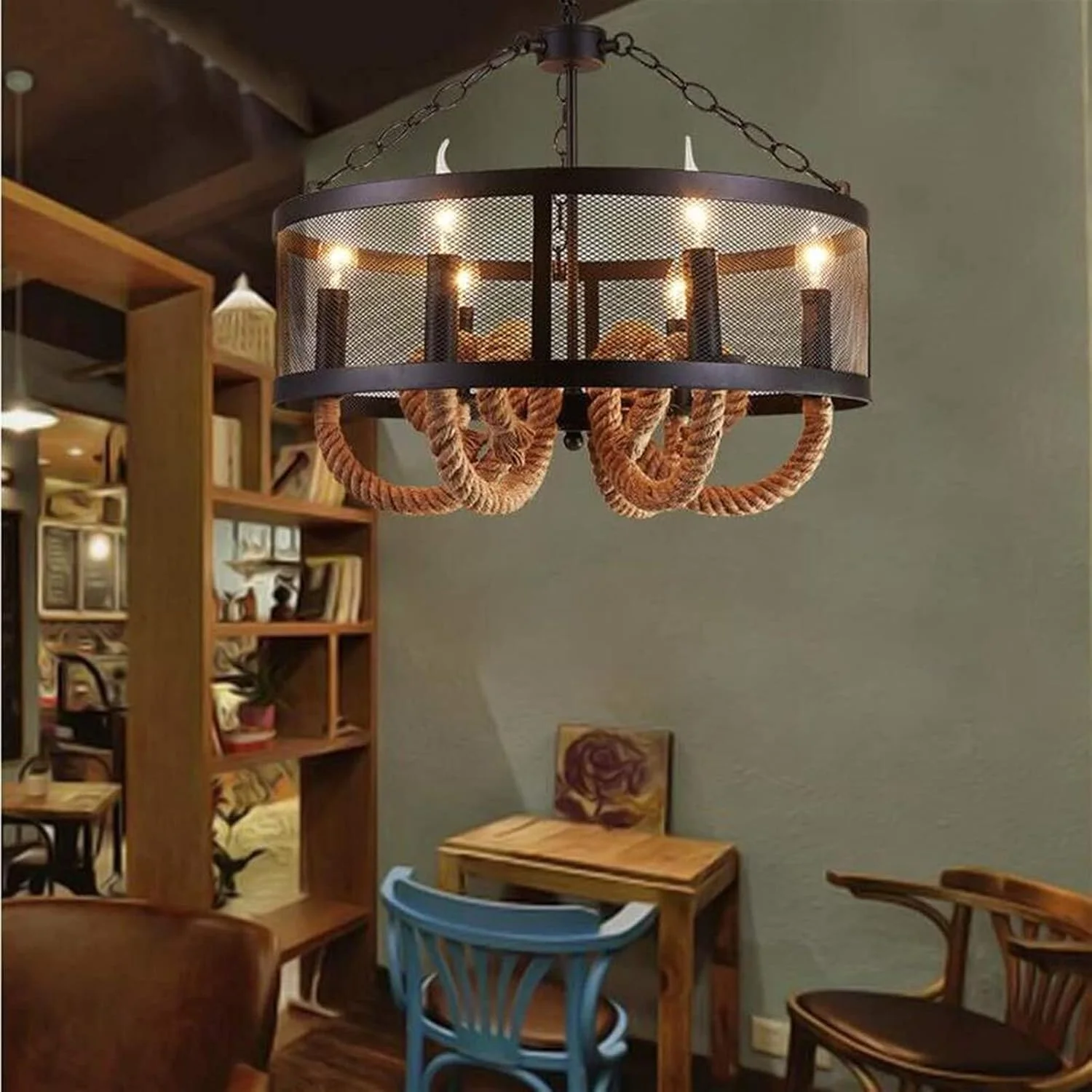 لوسترهای هنری وینتیج با طناب کنفی و آهن فرفورژه ضد زنگ، روشنایی سایه ای مشبک، روشنایی رستوران با سیم خاردار، چراغ های تزئینی لوسترهای هنری وینتیج با طناب کنفی و آهن فرفورژه ضد زنگ، روشنایی سایه ای مشبک، روشنایی رستوران با سیم خاردار، چراغ های تزئینی
