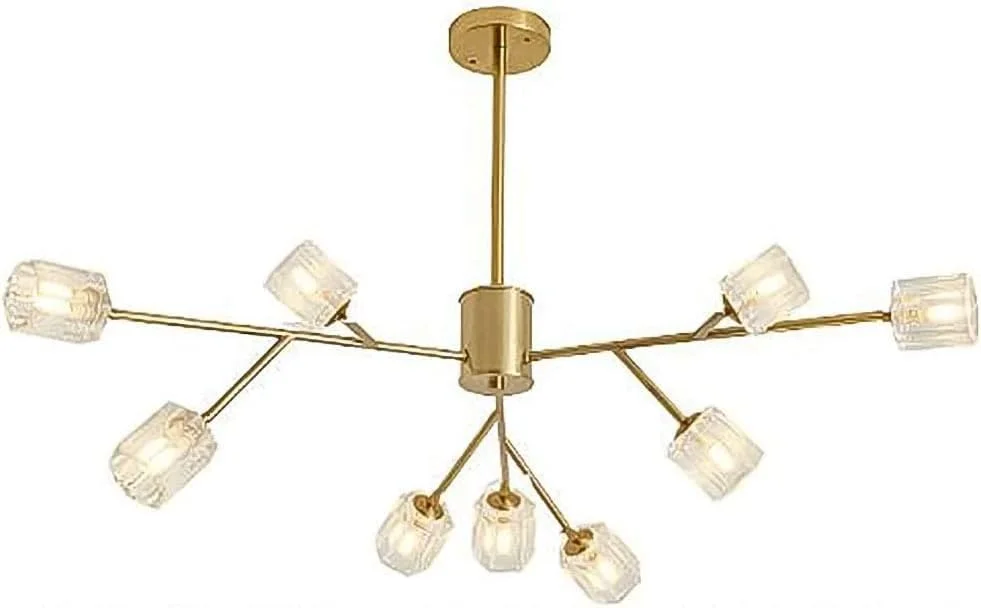 لوستر آویز مدرن، لوستر شاخه ای G9 معاصر، چراغ سقفی طلایی، دکور مدرن، طلایی - 9 شاخه