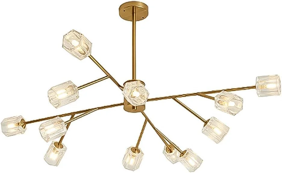 لوستر آویز مدرن، لوستر شاخه ای G9 معاصر، چراغ سقفی طلایی، دکور مدرن، طلایی - 12 شاخه لوستر آویز مدرن، لوستر شاخه ای G9 معاصر، چراغ سقفی طلایی، دکور مدرن، طلایی - 12 شاخه