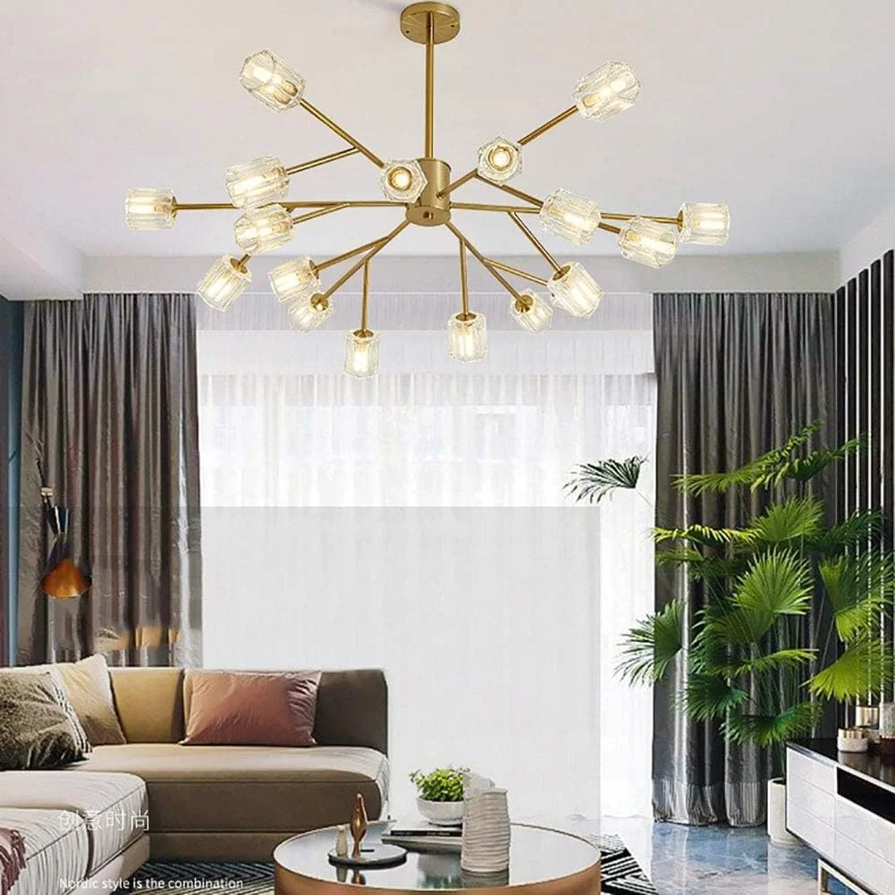 لوستر آویز مدرن، لوستر شاخه ای G9 معاصر، چراغ سقفی طلایی، دکور مدرن، طلایی - 18 شاخه لوستر آویز مدرن، لوستر شاخه ای G9 معاصر، چراغ سقفی طلایی، دکور مدرن، طلایی - 18 شاخه