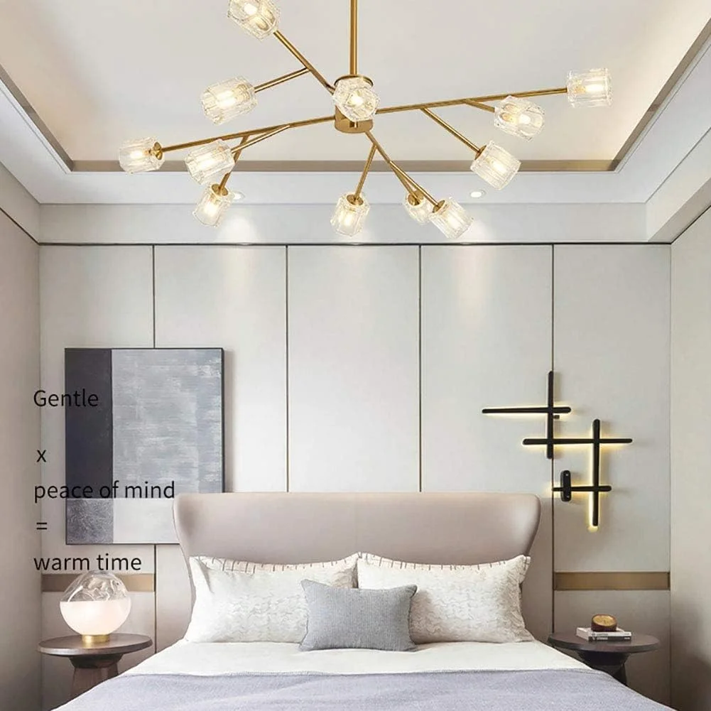 لوستر آویز مدرن، لوستر شاخه ای G9 معاصر، چراغ سقفی طلایی، دکور مدرن، طلایی - 12 شاخه لوستر آویز مدرن، لوستر شاخه ای G9 معاصر، چراغ سقفی طلایی، دکور مدرن، طلایی - 12 شاخه