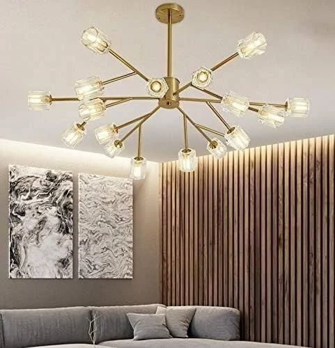 لوستر آویز مدرن، لوستر شاخه ای G9 معاصر، چراغ سقفی طلایی، دکور مدرن، طلایی - 18 شاخه لوستر آویز مدرن، لوستر شاخه ای G9 معاصر، چراغ سقفی طلایی، دکور مدرن، طلایی - 18 شاخه