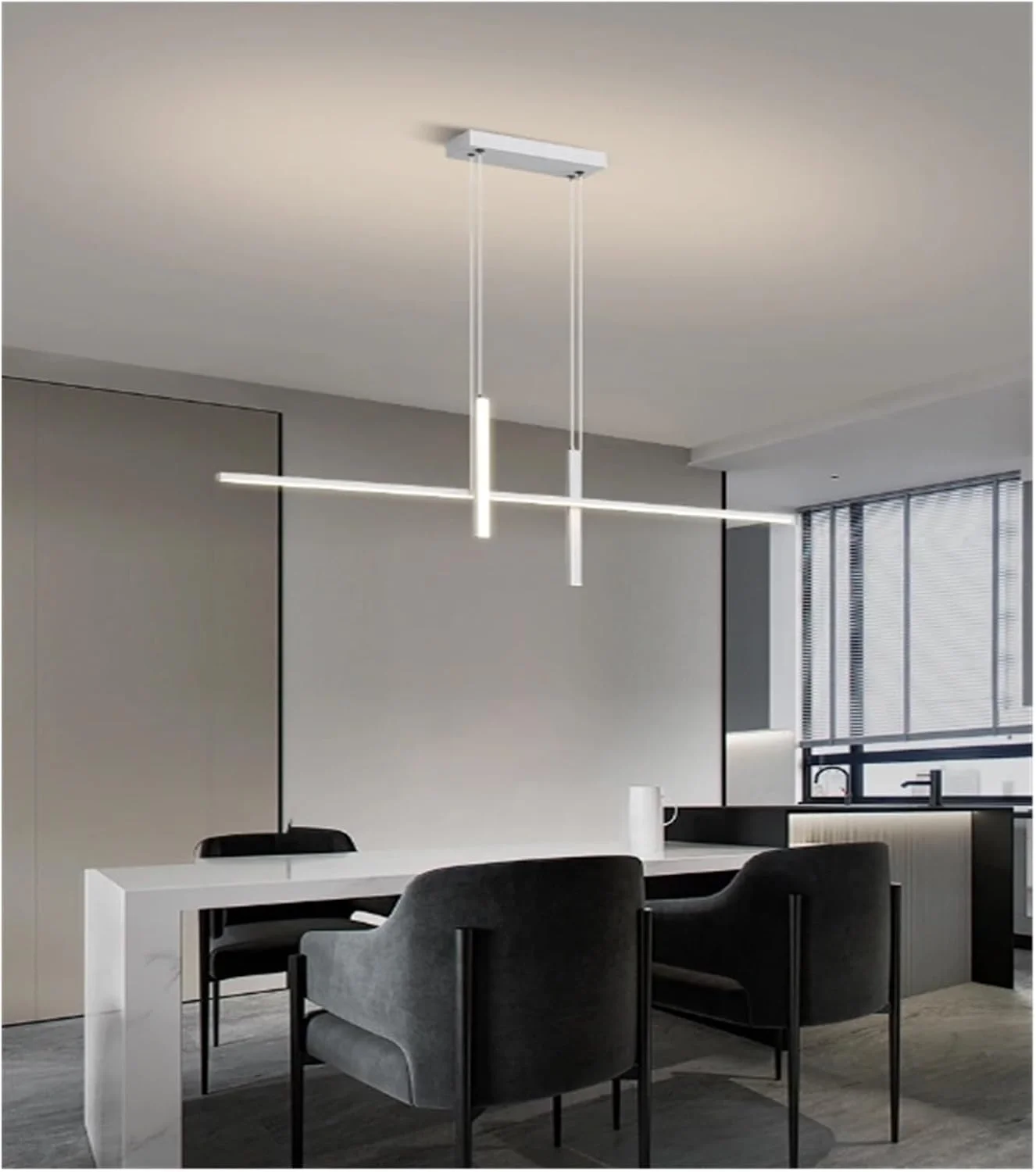 لوسترهای ال ای دی اتاق ناهارخوری مدرن مینیمالیستی نوردیک اتاق خواب چراغ های آویز اتاق ناهارخوری نوار بلند ایتالیایی لامپ های روشنایی داخلی، مدرن، سفید-3-رنگ B 100CM