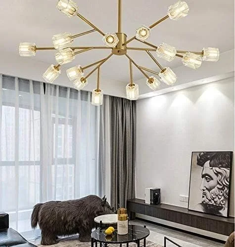 لوستر آویز مدرن، لوستر شاخه ای G9 معاصر، چراغ سقفی طلایی، دکور مدرن، طلایی - 18 شاخه لوستر آویز مدرن، لوستر شاخه ای G9 معاصر، چراغ سقفی طلایی، دکور مدرن، طلایی - 18 شاخه